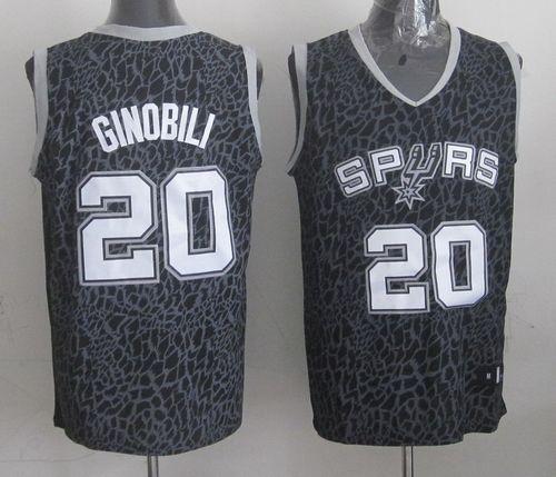 Black Spurs #20 Manu Ginobili Crazy Light Stitched NBA Jersey